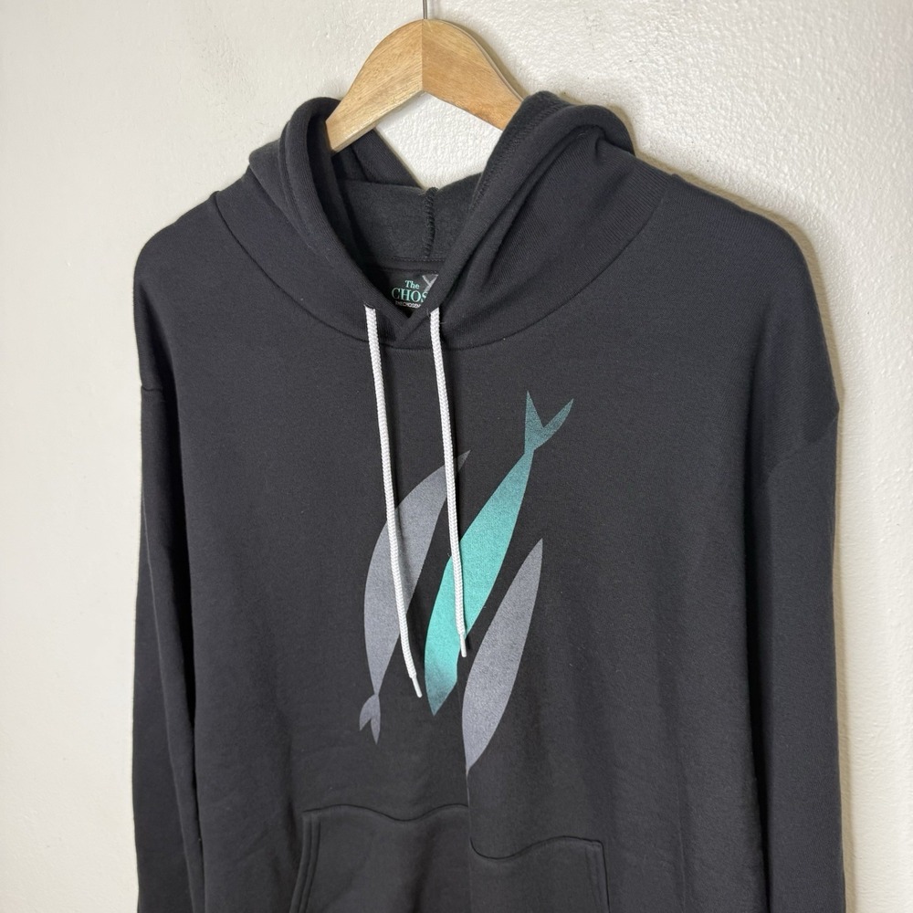 The Chosen Three Fish Hoodie Black Teal Sweatshirt Size 3X - Picture 2 of 9